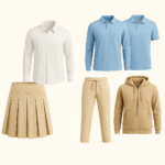 School Uniform Package For Girls, Biege & Blue, From KG1 To Grade 3, 6 PCS