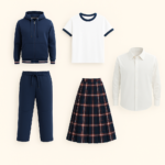 Uniform Package For Girls, White & Dark Blue, From KG1 To Grade 3, 5 PCS